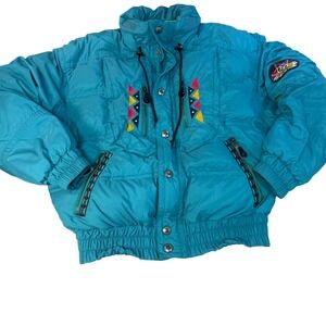 Vintage Head Sportswear Teal Down Puffer Jacket Mens Medium Southwestern Ski 90s